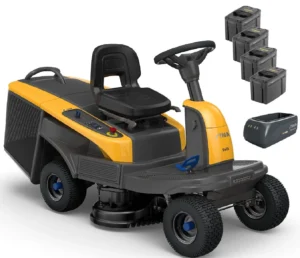 STIGA Akku-Aufsitzmäher Swift 372e inkl. 4 x 5 Ah Akkus & Ladegerät – Leise, kraftvoll und emissionsfrei mähen