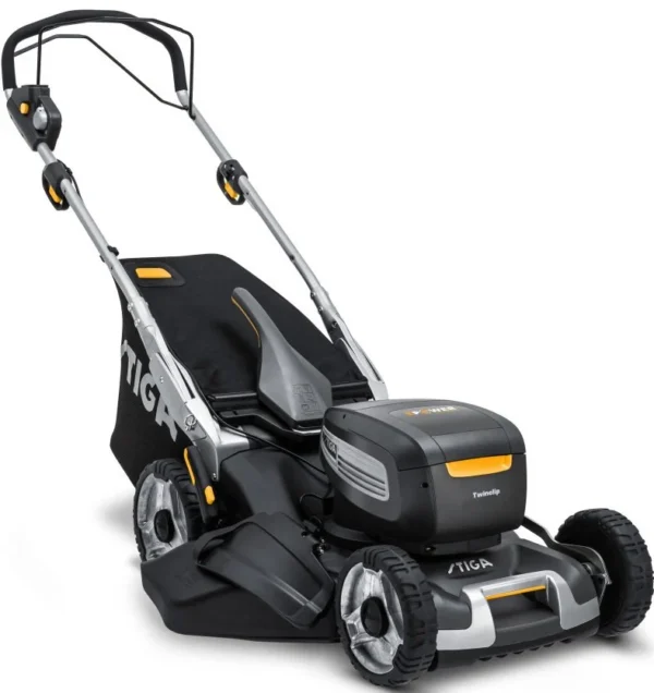 STIGA Twinclip 950e V Kit Akku-Rasenmäher mit Radantrieb – inkl. 2x 7,5 Ah Akkus und Doppel-Ladegerät